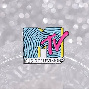 Enamel Pin of MTV’s Logo with Fingerprint Design Vibrant Retro Fun NEW